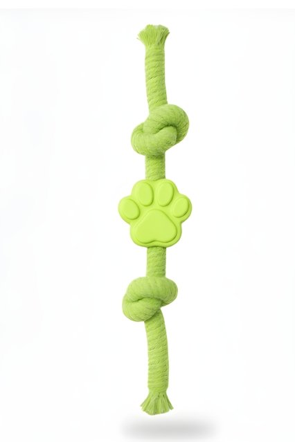 WHISPET Playful Charm Knot Rope Toy - Green Paw